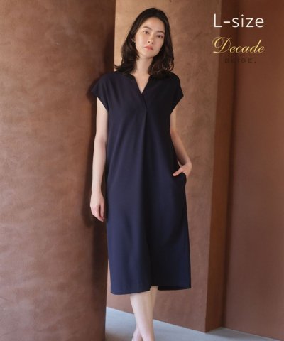 【Lsize・セットアップ対応】CINDY / 配色ネック フレンチドレス