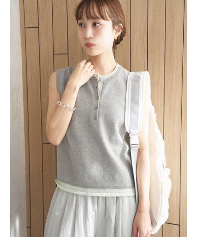 レイヤードライクノースリーブニットベスト