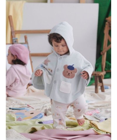 【BABY】エアリーモコドローイングベアポンチョ