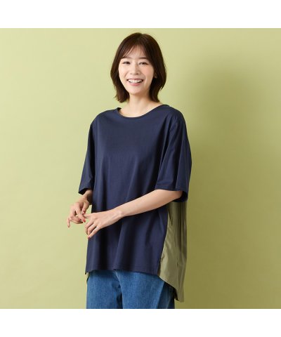 ピサーノ PISANO 【手洗いOK】バイカラー・バックプリーツカットソー