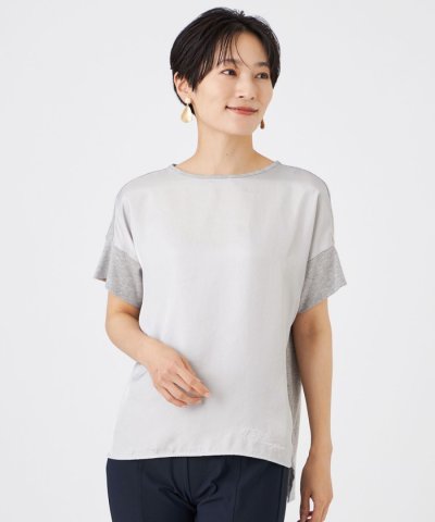 【ウォッシャブル】シルキーツイルコンビカットソー