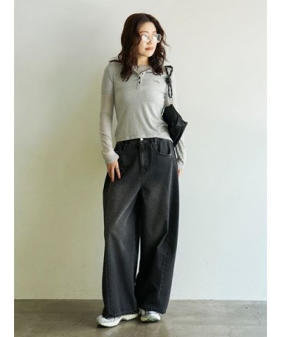 ウエストゴムサイドタックデニムパンツ