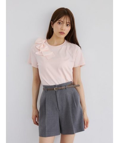 【セットアップ対応】ベルト付きタックショートパンツ
