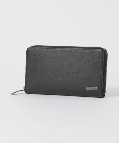 バイカラークレストブリッジチェックラウンドジップウォレット