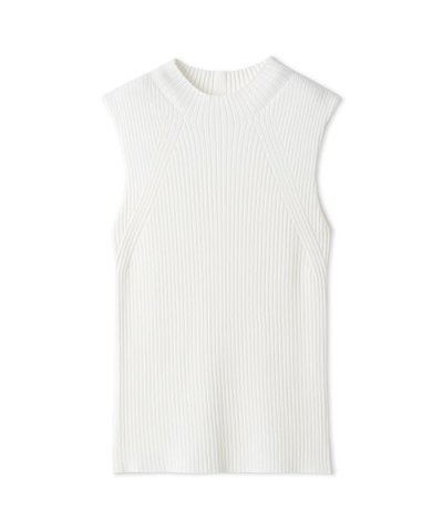 【ウォッシャブル】ハイネックノースリワイドリブニット
