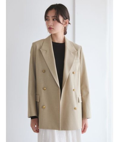 金釦ダブルブレストロングブレザー