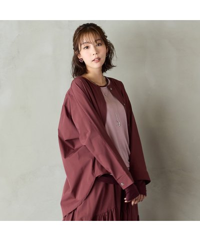 ピサーノ PISANO 【手洗いOK・セットアップ対応】ノーカラーコクーンブラウ