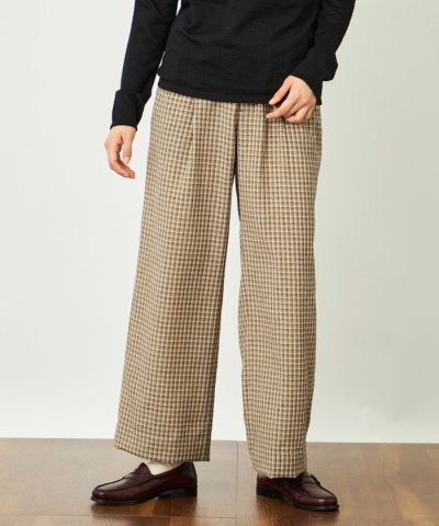 GREY LABEL リネンミックスチェックパンツ