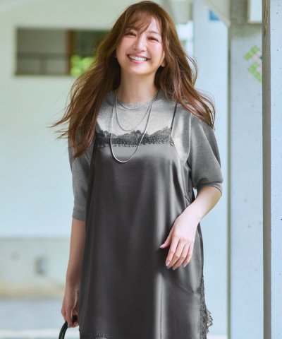 オータムメタリック パフスリーブ ニット Tシャツ