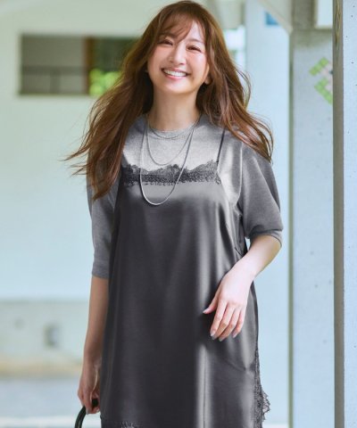 オータムメタリック パフスリーブ ニット Tシャツ