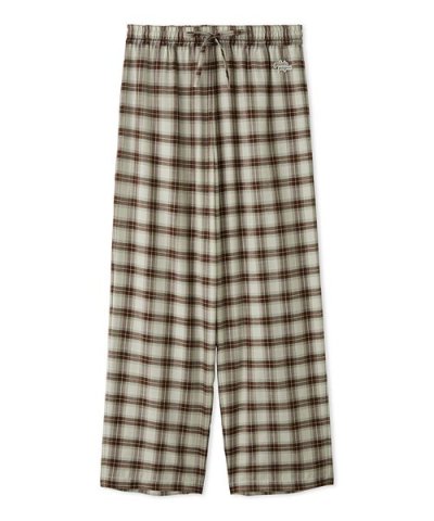 【HOMME】ソフトツイルチェックロングパンツ