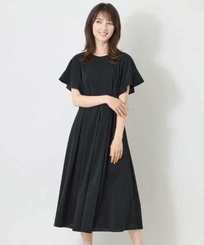 ウールライク ドレープフレア ワンピース