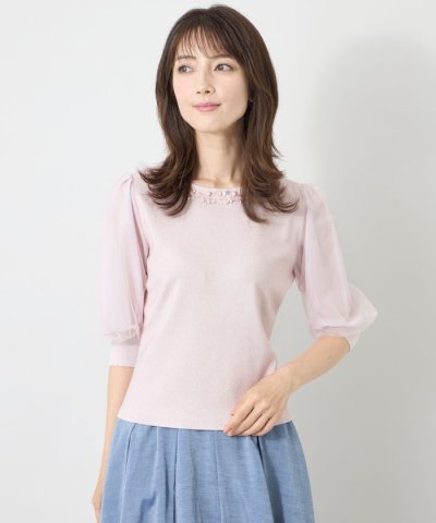 チュールレイヤードスリーブ ニット