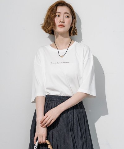 ドロップショルダー メッセージ ロゴTシャツ