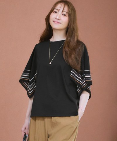 スカーフコンビ デザインスリーブ カットソー