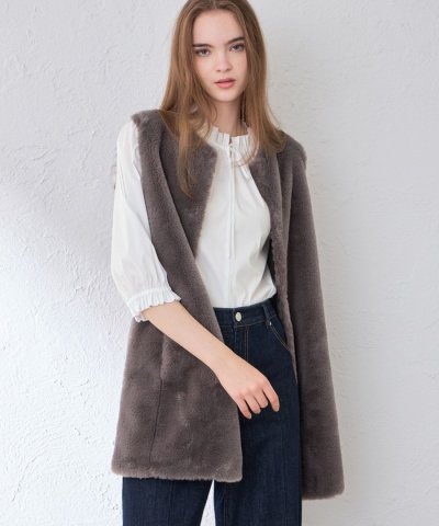 ファーコンビニットロングジレ