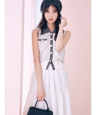 ニットベスト×ティアードスカートセット