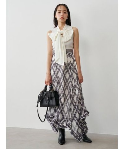 シフォンチェックイレヘムスカート