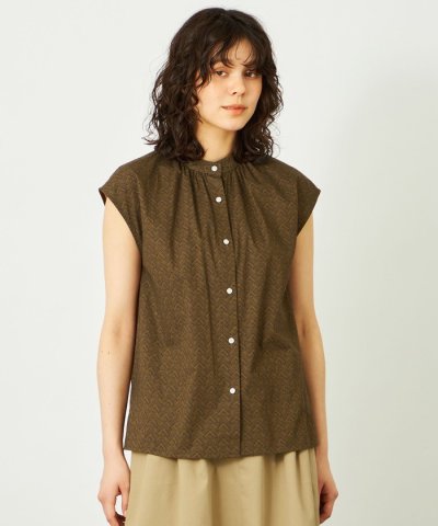 GREY LABEL ジオメトリックスタンドカラーブラウス