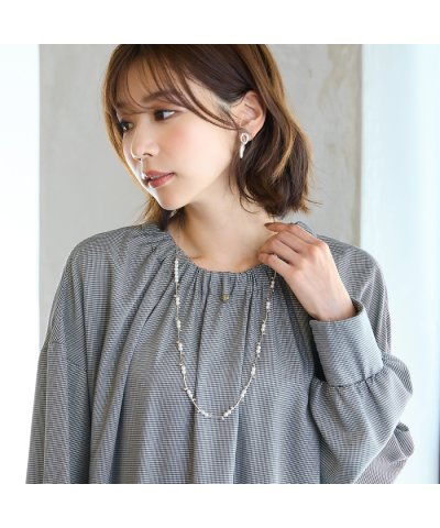ピサーノ PISANO パール調ビジュー×メタルバーネックレス