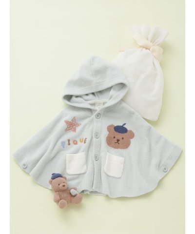 【ラッピング済み】【BABY】エアリーモコドローイングベアポンチョ&ベアラトルS