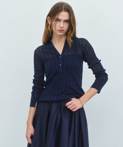 GOVERNOR / シアーリブ スキッパーニット