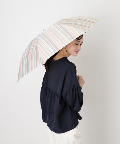 【日本製 木製ハンドル】折りたたみ雨傘 ストライプ ポロポニー ワンポイント