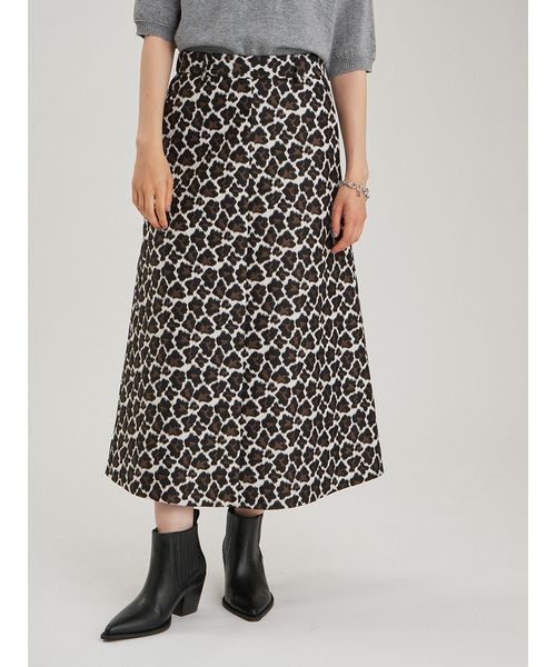 【週末SALE】miumiu ジャガード レオパード スカート レオパード柄ジャガードセミフレアスカート(508841120)｜阪急百貨店