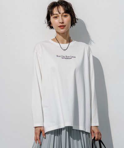 リラクシーシルエット ロゴ刺繍 ロング Tシャツ
