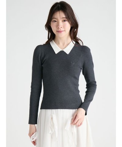 【洗える】カシミヤ混衿付きニットプルオーバー