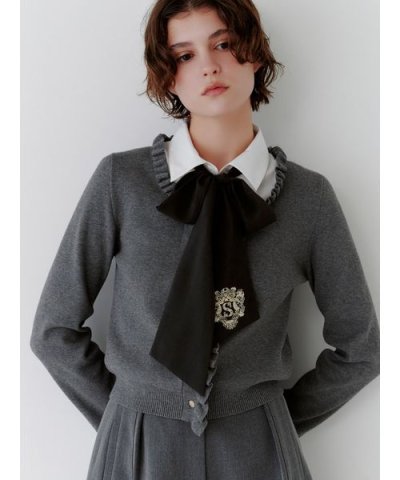 ロゴボウタイドッキングフリルカーディガン