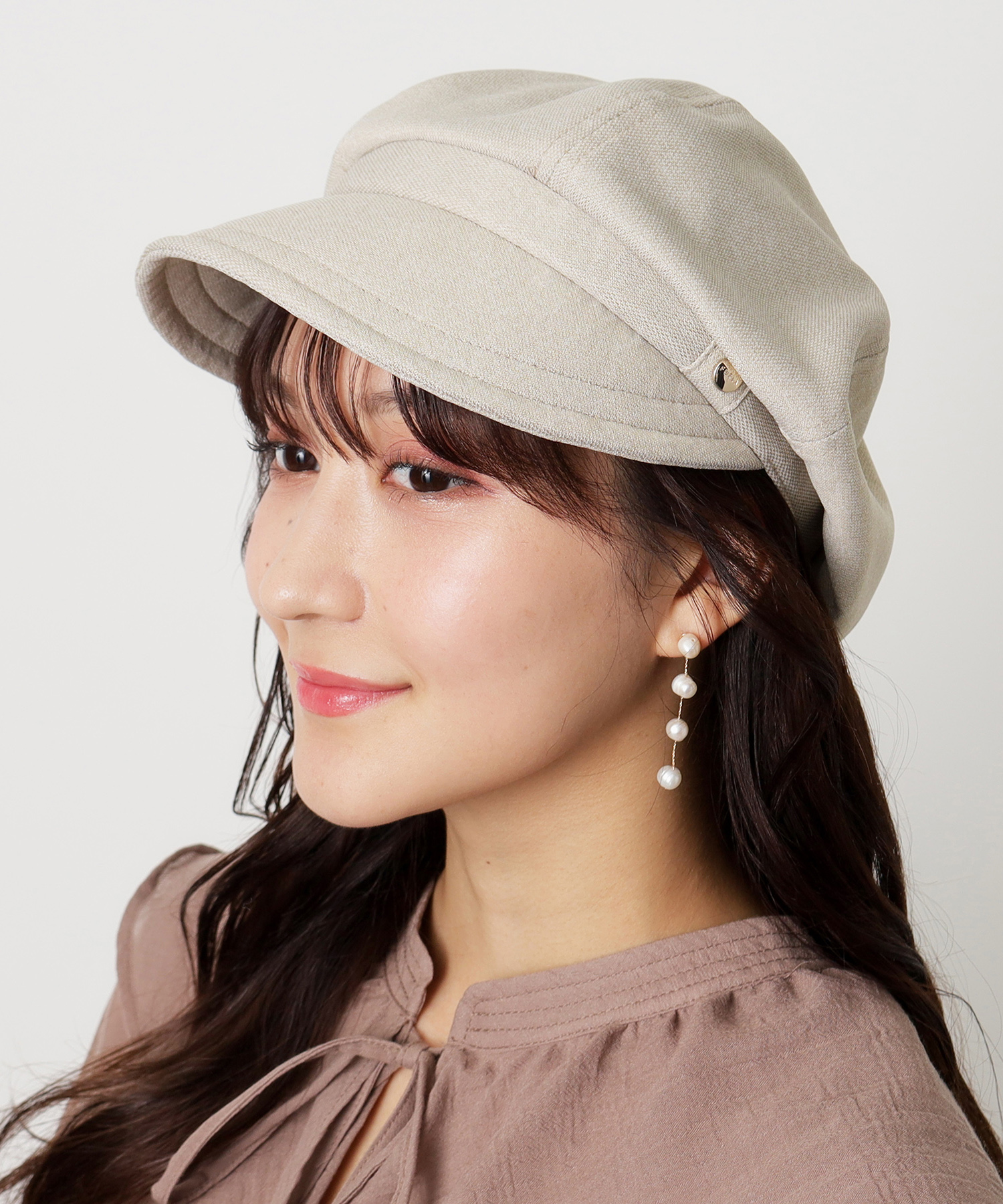 日本製 洗える】キャスケット 帽子 ロゴチャーム付き UV サイズ調整可