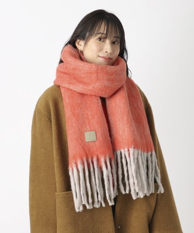 【WEB限定 インド製】本革ネーム付き ウール混シャギーマフラー 40×190c