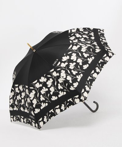 長傘 カメリア 白黒 花柄 UV 雨傘 レディース
