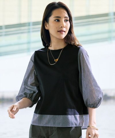 【17号サイズまで展開・レイヤード風】ウーブンライクジャージードッキング カット