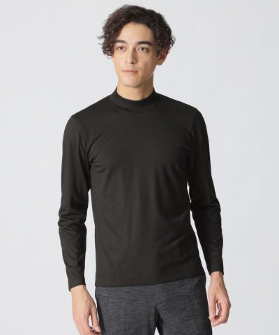 ウールポリエステルプレーティング/モックネックTシャツ