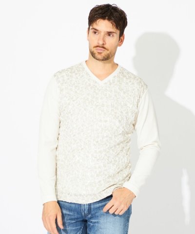 【PRIMA COLLECTION】メッシュ別珍ジャージーカットソー