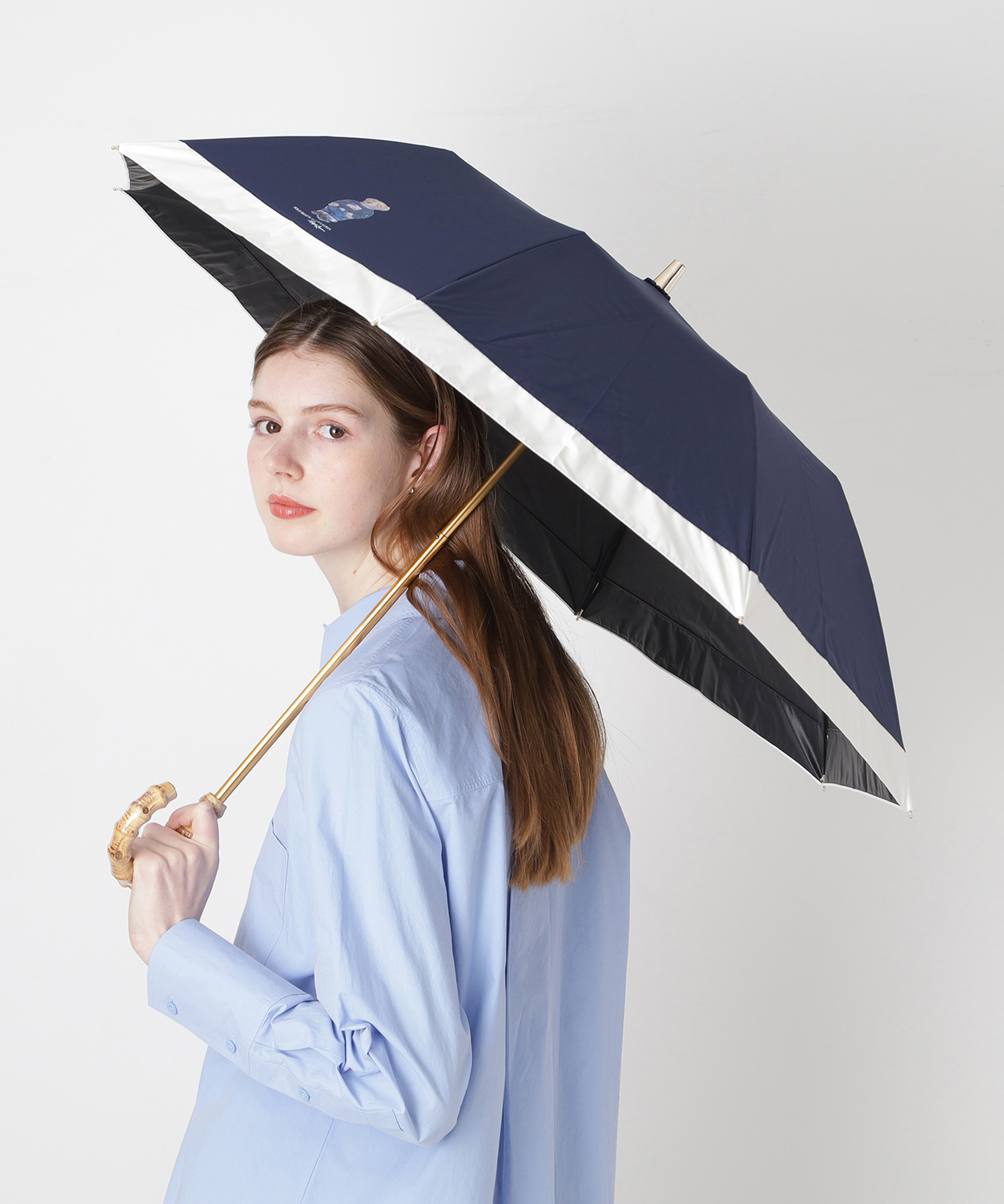 WEB限定】晴雨兼用折りたたみ日傘 楽折 ポロベア ワンポイント 遮光 遮