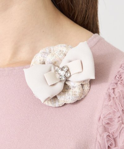 トゥー ビー シック TO BE CHIC ツイードカメリアリボン コサージュ