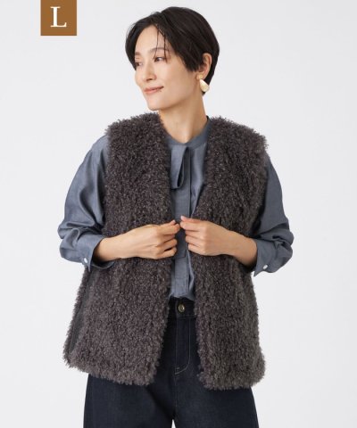 【L】【ウォッシャブル】ニットコンビボアジレ