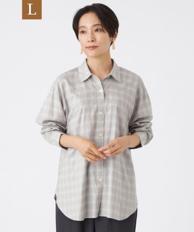 【L】【カタログ掲載】【マシンウォッシャブル】エンブロイダリーオンブレーチェック