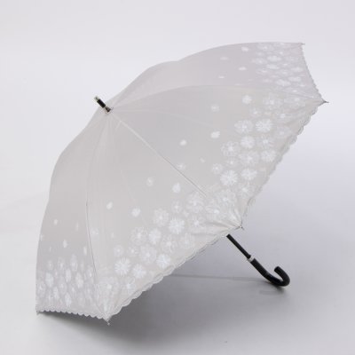 晴雨兼用日傘 ショート傘 シルバースカラ 花柄 遮光率100％ 遮熱 UV