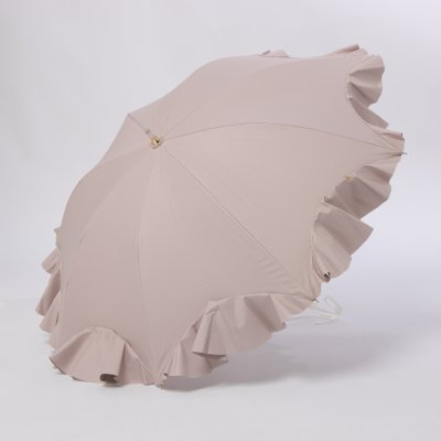 晴雨兼用日傘 ショート傘 フレアフリル ロゴチャーム付き 遮光 遮熱 UV