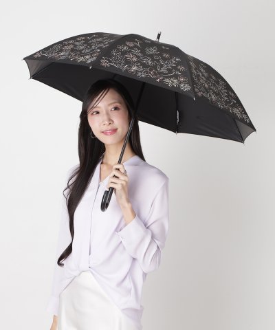 晴雨兼用日傘 ショート傘 ドローイングフラワー 遮光率100％ 遮熱 UV