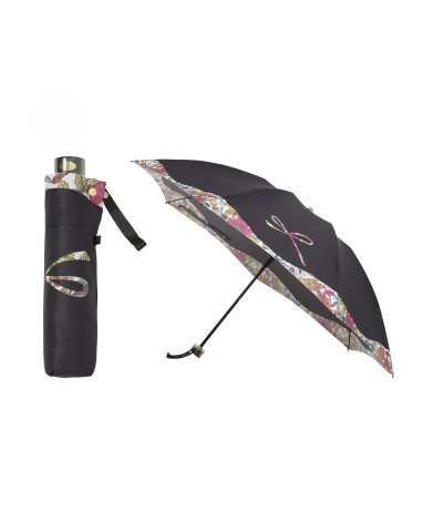 【簡単開閉】折りたたみ雨傘 楽折ミニ リボン 花柄