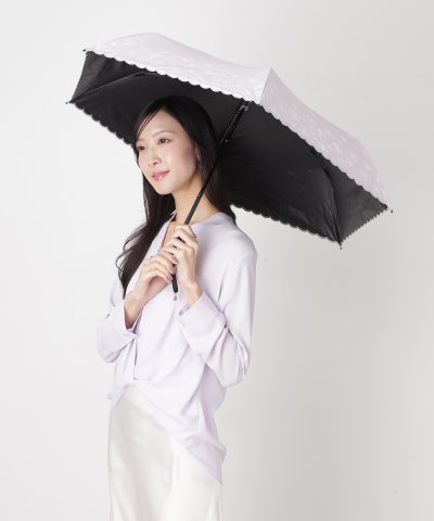 晴雨兼用折りたたみ日傘 楽折ミニ シルバースカラ 花柄 遮光率100％ 遮熱 U