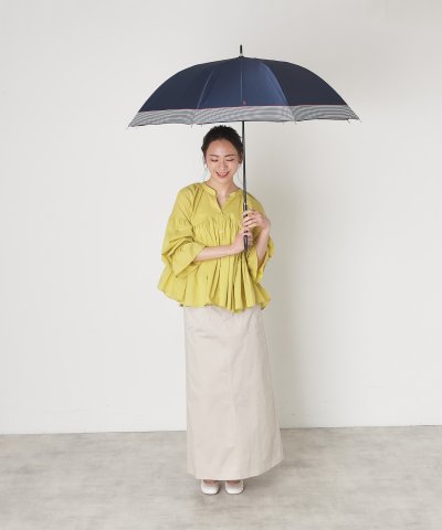 【WEB限定】長傘 ワンポイントポロポニー×裾ボーダー 無地