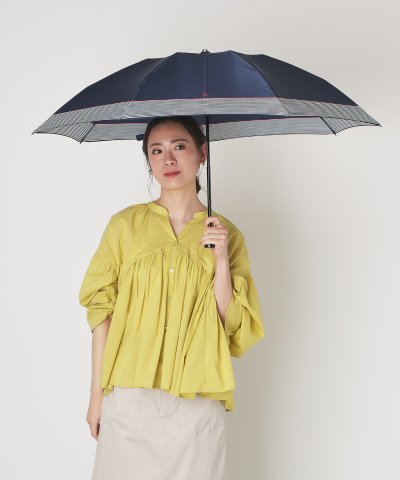 【WEB限定】折りたたみ傘 ワンポイントポロポニー×裾ボーダー 無地