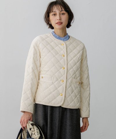 ベロアキルト ノーカラージャケット