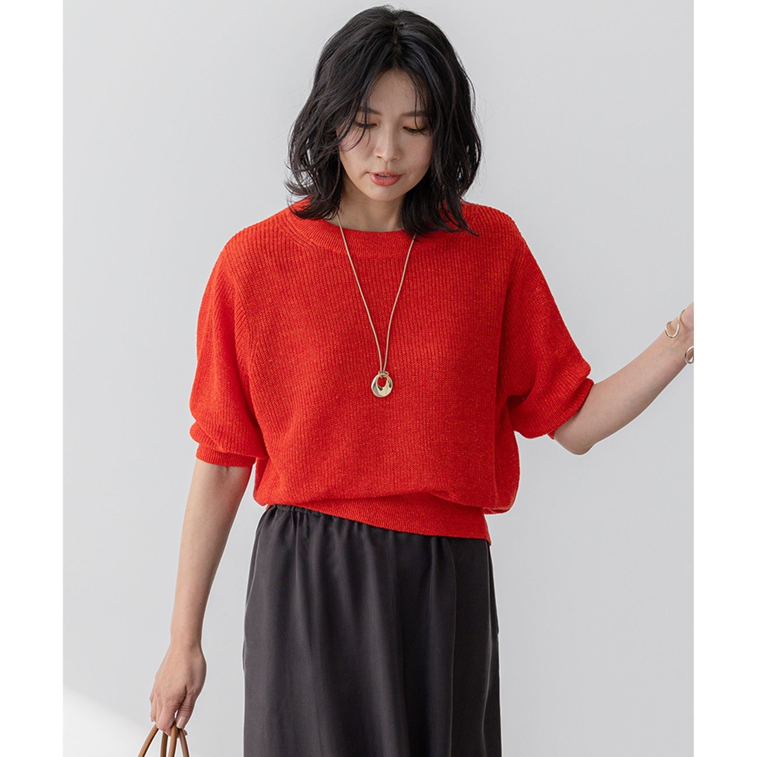 美品 23区 24SS ピュアリネン パフスリーブ ニット 大きいサイズ 洗える 23区（大きいサイズ） ピュアリネン パフスリーブ ニット(508863241